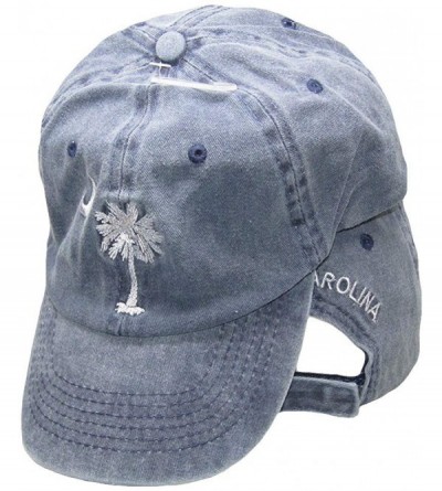 Baseball Caps Set of Two (2) South Carolina SC Palmetto Crescent Moon Blue Washed Embroidered Ball Cap Hat - CU18LM988MI $19.30