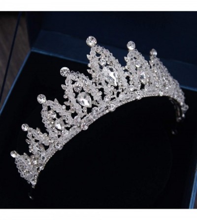 Headbands Handmade Rhinestone Bridal Crown Silver Crystal Diadem for Bride Headbands-Other - Other - C418WTHRT6W $25.32