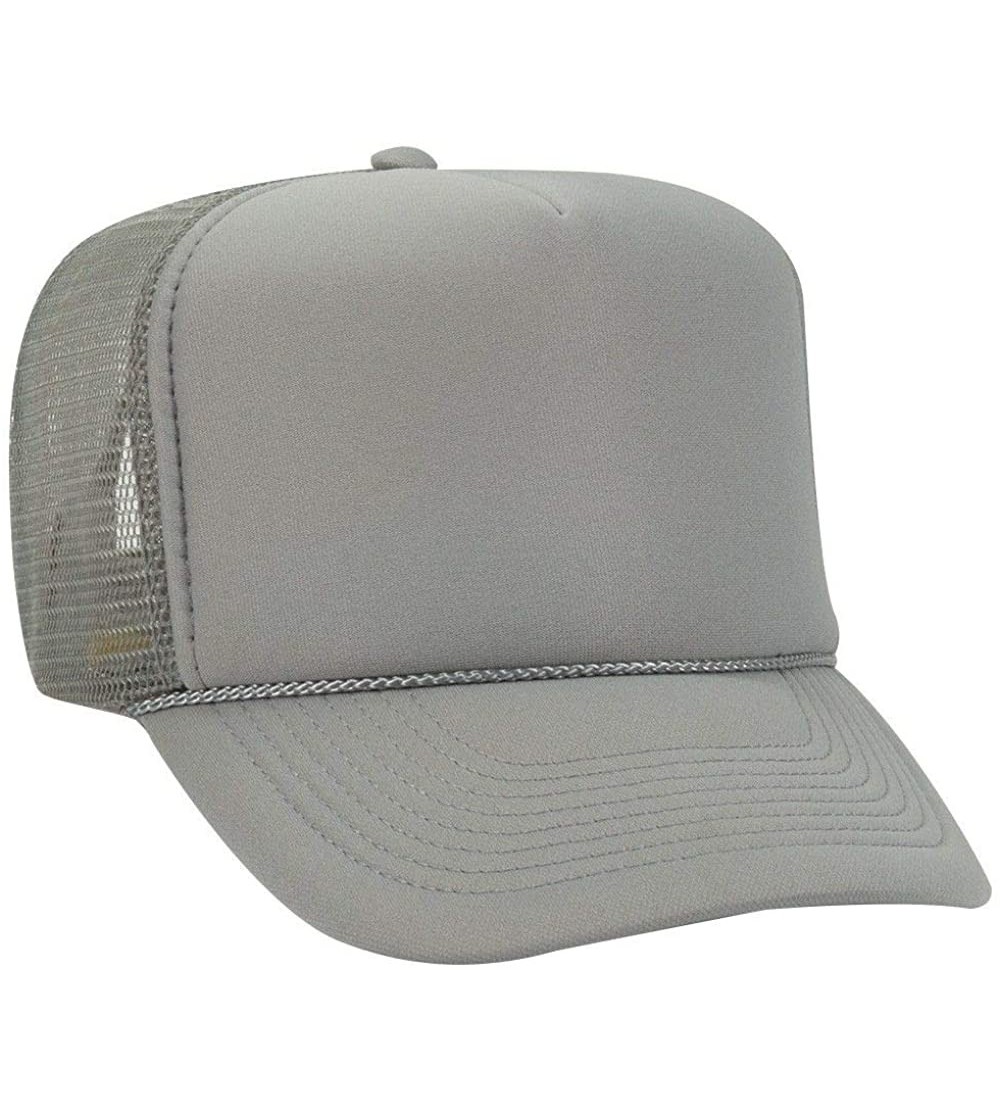 Baseball Caps Polyester Foam Front 5 Panel High Crown Mesh Back Trucker Hat - Gray - CU12EXF1WIN $9.48