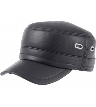 Baseball Caps Solid Genuine Lambskin Leather Cap with Chrome Ventilation Grommets - GFCAP4 - CK11NY27UKV $27.44