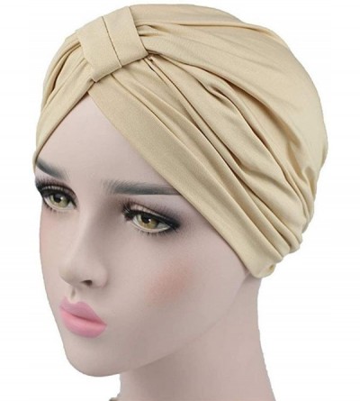 Skullies & Beanies Women's Chemo Pre Tied Cap Hair Wrap Cover Up 2 Pack - Beige - CT18ECCHME9 $10.82
