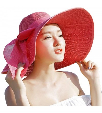 Sun Hats Womens Big Bowknot Straw Hat Foldable Roll up Sun Hat Beach Cap UPF 50+ Protection Sun Hats 041 - Orange-a - CN18WK9...