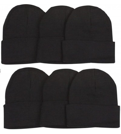 Skullies & Beanies Men's Pack of 6 Double Layered Winter Warm Basic Beanies - Black - CG12D5UAXIL $12.99
