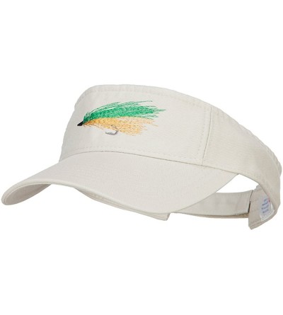 Visors Green Fly Fishing Embroidered Pro Style Cotton Washed Visor - Stone - CO18EQ697NH $26.43