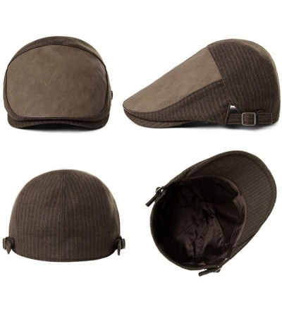 Newsboy Caps Mens Winter Ivy Newsboy Flat Hunting Driving Gatsby Patchwork Hat for Women Fall Brown - CW1934TRDLO $15.20