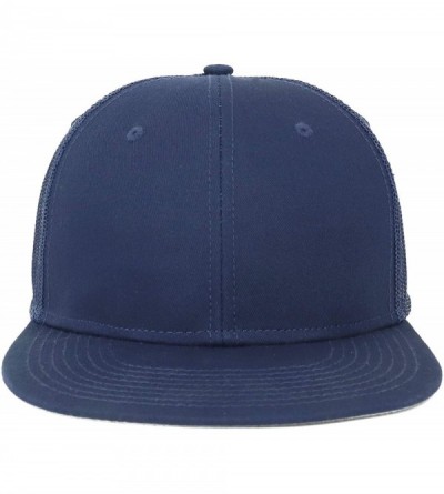 Baseball Caps Oversize XXL Blank Flatbill Mesh Snapback Cap - Navy - CT18LNO9LRU $33.22