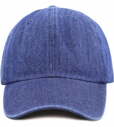Baseball Caps Unisex Blank Washed Low Profile Cotton & Denim & Tie Dye Dad Hat Baseball Cap - Dark Denim - CG12FN9S7XV $9.25