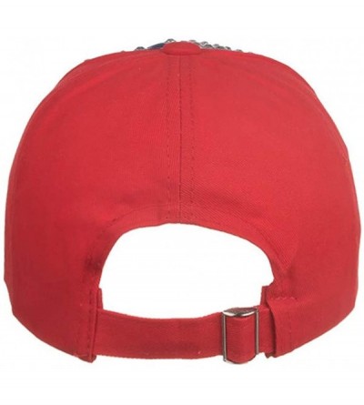 Sun Hats American Embroidered Baseball Cap Adjustable Rhinestone - Red - CF18RQUGHO2 $9.82