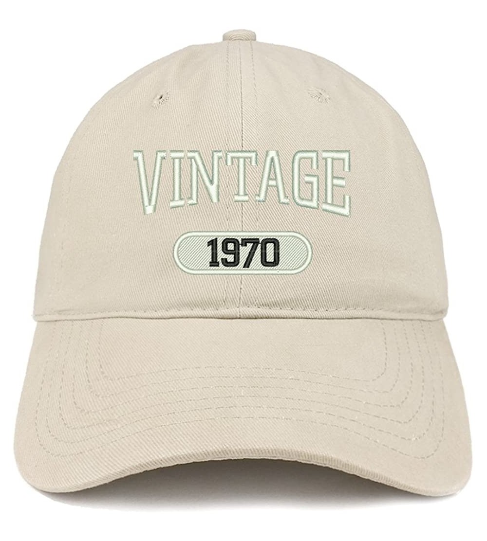 Baseball Caps Vintage 1970 Embroidered 50th Birthday Relaxed Fitting Cotton Cap - Stone - CP180ZHL0QN $14.76
