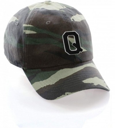 Baseball Caps Customized Letter Intial Baseball Hat A to Z Team Colors- Camo Cap White Black - Letter Q - C818NNGWGOY $25.72
