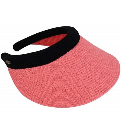 Visors Braided 4 Inch Toyo Brim Clip On Visor with Sweatband - Pink - CV18T60D4NW $33.33