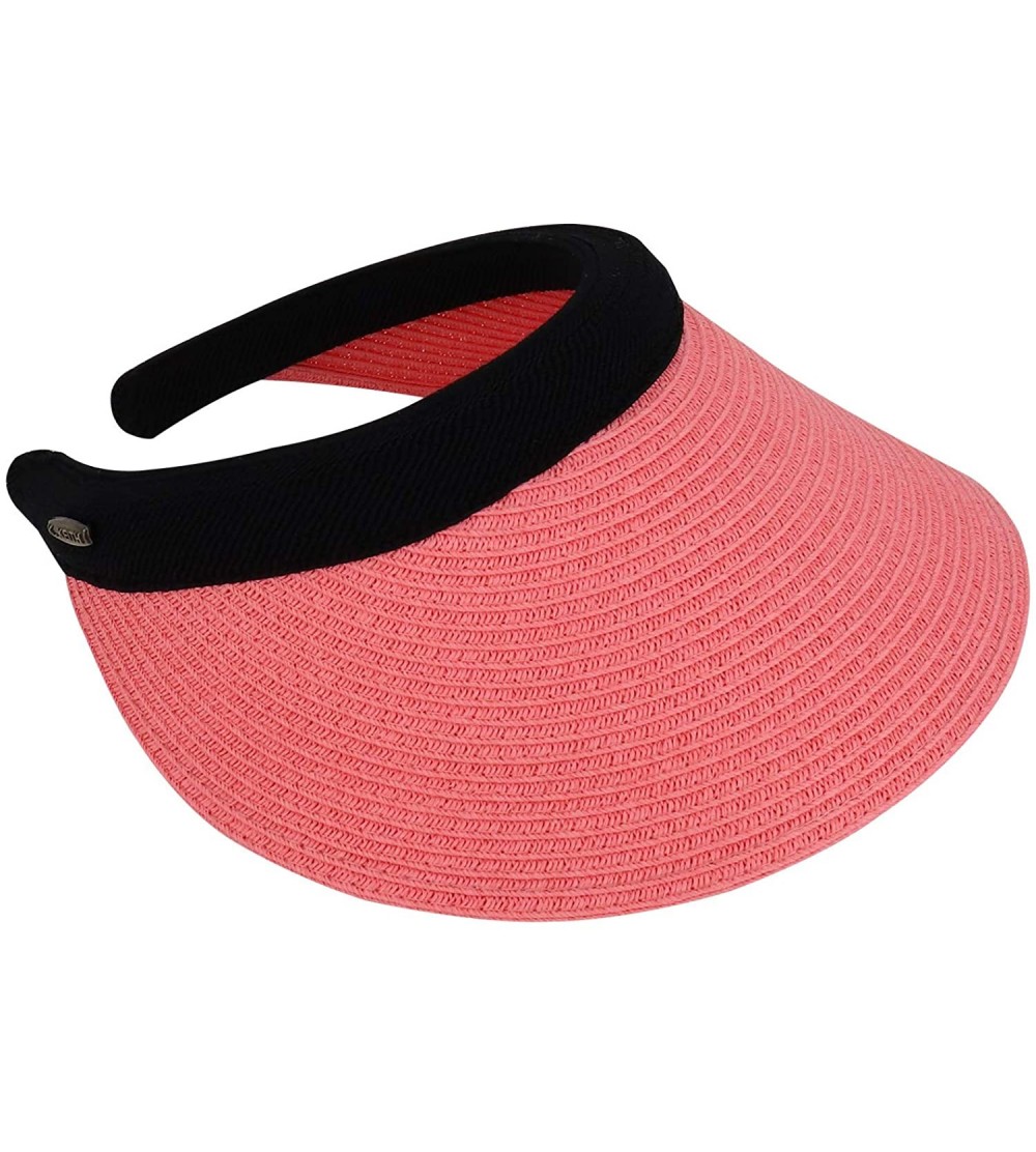 Visors Braided 4 Inch Toyo Brim Clip On Visor with Sweatband - Pink - CV18T60D4NW $39.27