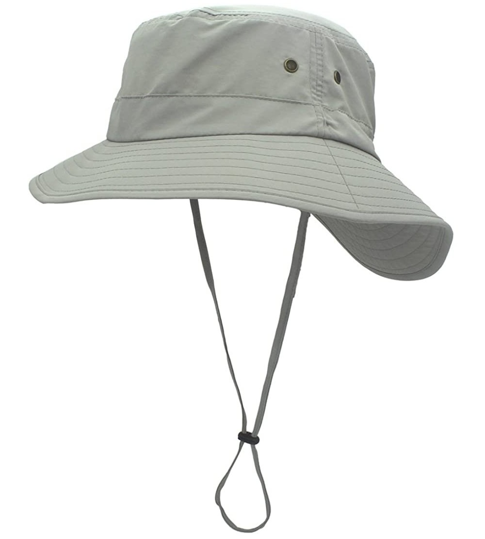 Sun Hats Women Lightweight Safari Sun Hat Quick Dry Fishing Hat with Strap Cool - Light Grey - CG18G0ZQ6D3 $17.92