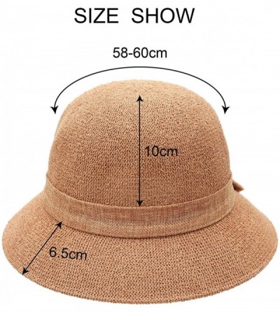 Sun Hats Women Straw Sun Hats Summer Beach Cap Foldable Floppy Packable Wide Brim Hat - 014 Khaki With Bowknot - CT193WT2YC4 ...