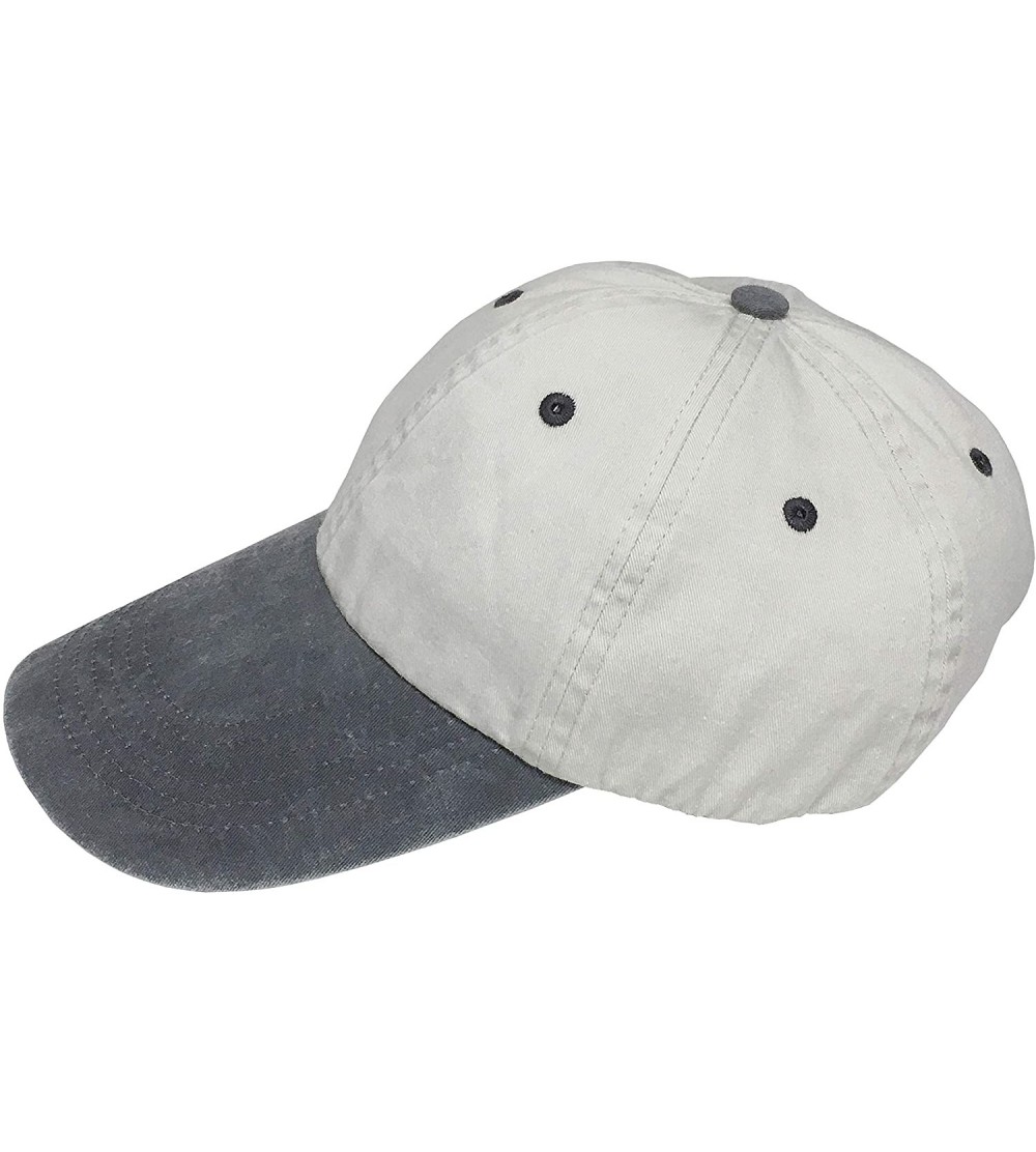 Baseball Caps Washed Cotton Swordfish Cap - Stone With Charcoal - CO18RX2GUD4 $16.79