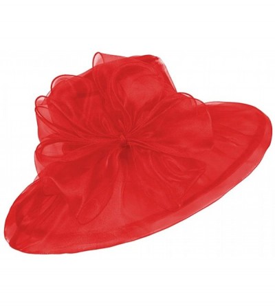 Sun Hats Women's Kentucky Derby Fascinators Church Wedding Easter Tea Party Hat - Red - C4124ASWCNB $21.70