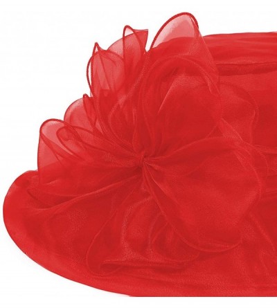 Sun Hats Women's Kentucky Derby Fascinators Church Wedding Easter Tea Party Hat - Red - C4124ASWCNB $21.70