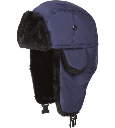 Bomber Hats Harper Unisex Faux Fur Nylon Trooper Hat - Navy - C011FAZ230B $10.81