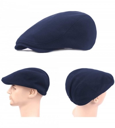 Newsboy Caps 2 Pack Newsboy Hats for Men- Cotton Flat Ivy Gatsby Driving Hat Cap - B-black+dark Blue - CC18XAZ6ZEA $18.82