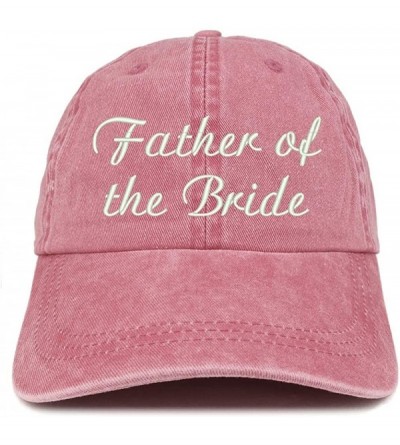 Baseball Caps Father of The Bride Embroidered Washed Cotton Adjustable Cap - Burgundy - C518SRXE623 $15.32