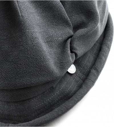 Newsboy Caps Womens Bucket Newsboy Cabbie Beret Cap Cloche Bucket Fashion Sun Hats - Linen/Cotton- Grey - CY18H5I29L8 $20.32
