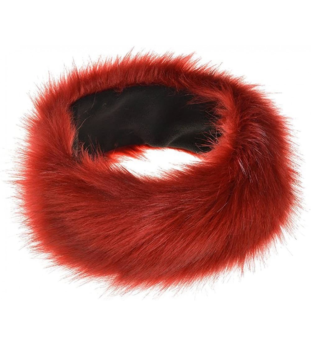 Cold Weather Headbands Womens Girls Faux Fur Cap Russian Cossack Style Ski Hat Ear Warmer Headband - Wine Red - CM189XSODMY $...