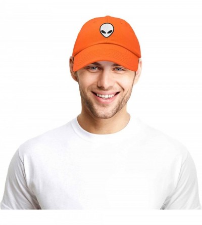 Baseball Caps Alien Head Baseball Cap Mens and Womens Hat - Orange - CV18M63A6DR $11.85
