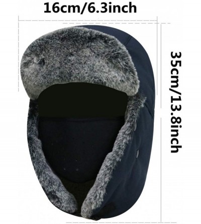 Bomber Hats Winter Warm Trapper Hat with Windproof Mask Winter Ear Flap Hat for Men Women - Dark Blue - C418M5OOAUD $16.83