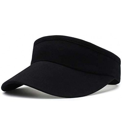 Visors Sun Visors for Women and Men- Thicker Sweatband Adjustable Sun Hat Caps - Black - CA18U5GL936 $18.57