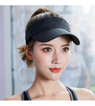 Visors Sun Visors for Women and Men- Thicker Sweatband Adjustable Sun Hat Caps - Black - CA18U5GL936 $8.92