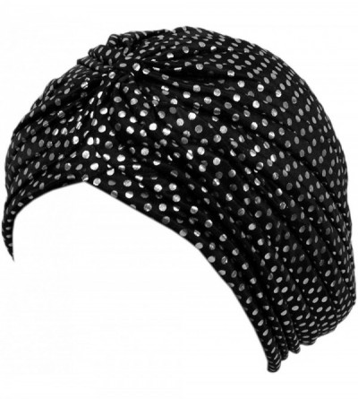 Headbands Beautiful Metallic Turban-style Head Wrap - Small Silver Dots - CF17YDWICAX $20.71