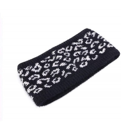 Cold Weather Headbands Soft Leopard Cable Knit Fuzzy Lined Head Wrap Headband Ear Warmer Stretch Winter Warm Headband - C718Z...