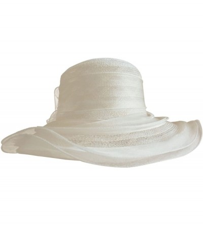 Sun Hats Womens Kentucky Derby Flower Sun Hat Wide Brim Wedding Church Racing A001 - Beige - CR11MQ4E9FR $17.82