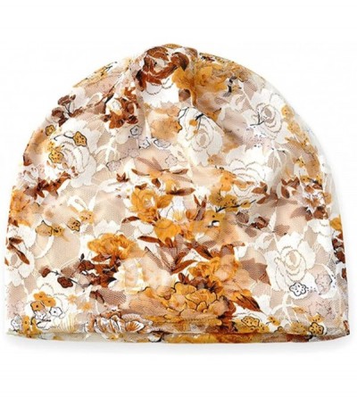 Skullies & Beanies Women Chemo Hat Elegant Floral Lace Turban Chemo Cancer Beanie Cap Sleepping Hat - 1c - C21855QWTWO $28.60