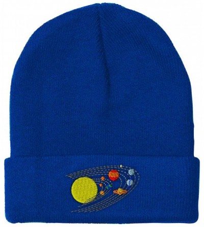Skullies & Beanies Custom Beanie for Men & Women Astronomy Orbit Solar System Embroidery Acrylic - Royal Blue - CY18ZS3DUOZ $...