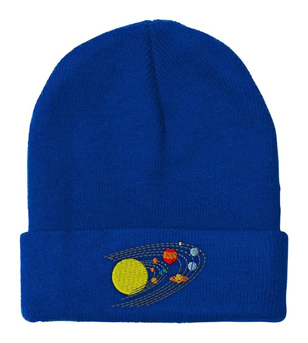 Skullies & Beanies Custom Beanie for Men & Women Astronomy Orbit Solar System Embroidery Acrylic - Royal Blue - CY18ZS3DUOZ $...