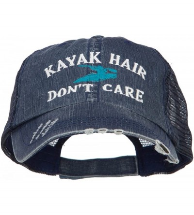 Baseball Caps Kayak Hair Don't Care Embroidered Cotton Mesh Cap - Navy - CW18CGL57XC $22.30