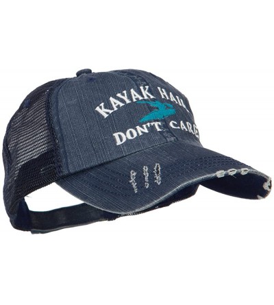 Baseball Caps Kayak Hair Don't Care Embroidered Cotton Mesh Cap - Navy - CW18CGL57XC $22.30