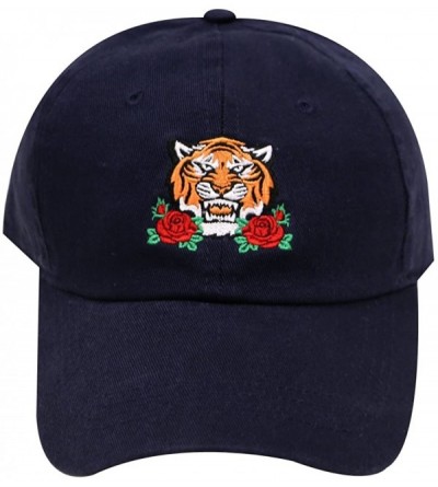 Baseball Caps Tre110 Tiger and Roses Cotton Baseball Caps - Multi Colors - Black - CM18C7DQN2A $22.28