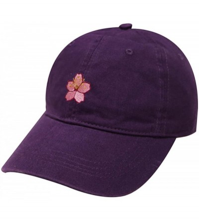 Baseball Caps Cherry Blossom Cotton Baseball Cap - Purple - CT182ZERHDS $22.99