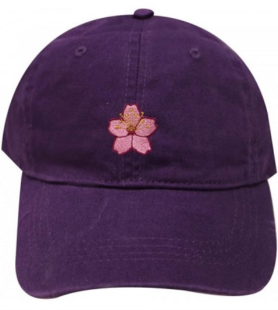 Baseball Caps Cherry Blossom Cotton Baseball Cap - Purple - CT182ZERHDS $13.23