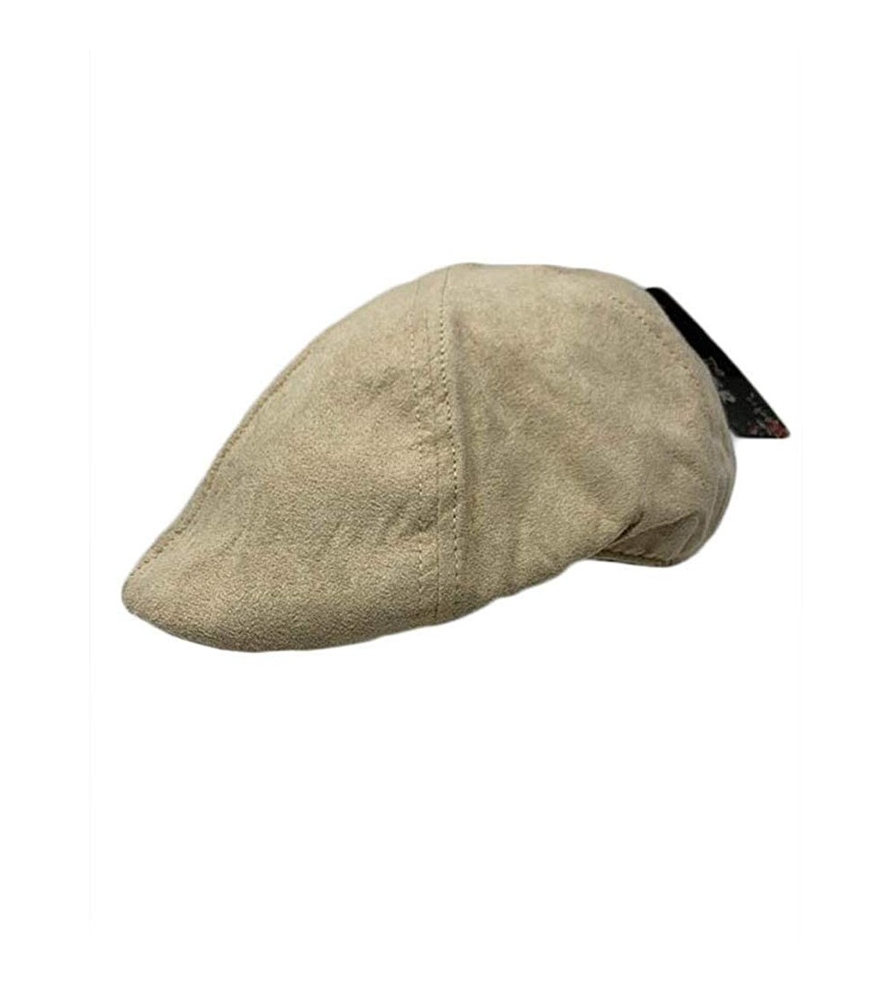 Newsboy Caps Women Men Unisex Suede Duckbill Ivy Hat Cap with Elastic Band at The Back - Tan - CH18Q72HM7O $29.53