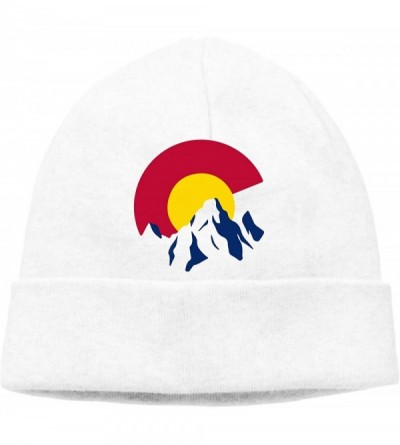 Skullies & Beanies Beanie Hat Colorado Flag Mountain Warm Skull Caps for Men and Women - White - CP18KI7HA42 $16.39