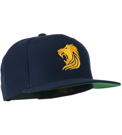 Baseball Caps Gold Lion Embroidered Wool Snapback Cap - Navy - C311Q3T5621 $33.35