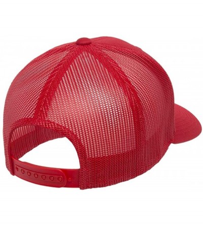 Baseball Caps Yupoong Retro Trucker Snapback Cap - Mesh Back- Adjustable Ballcap w/Hat Liner - Red - CC18H2Q366N $16.82