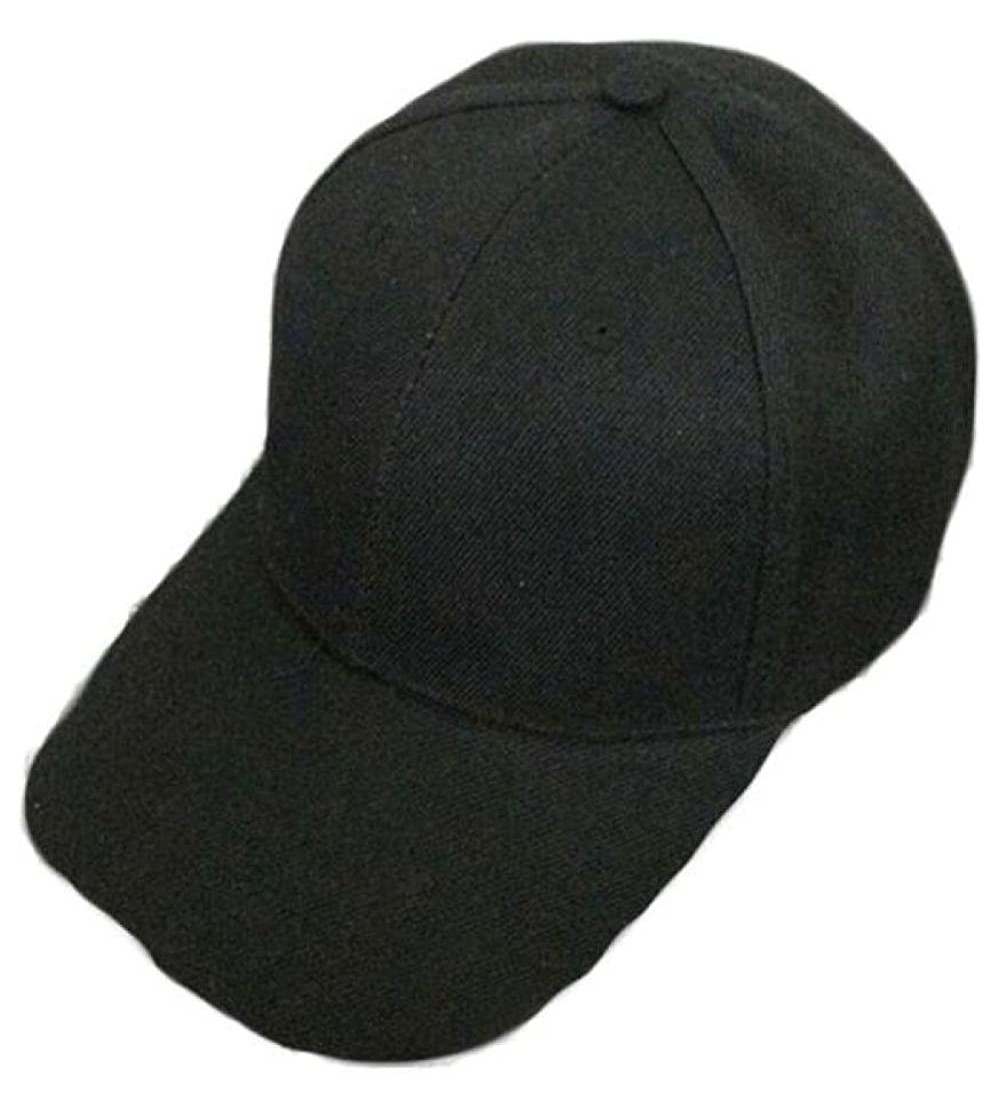 Baseball Caps Blank Hat Solid Color Adjustable Baseball Hat - Black - CS12F67GFB1 $10.86