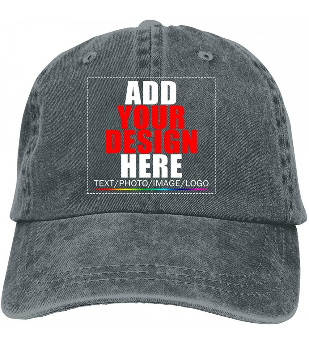 Baseball Caps Custom Baseball Caps- Design Your Own Hat- Team Photo Text Logo Graphic Print - Denim Deepheather - CC18U022TEY...