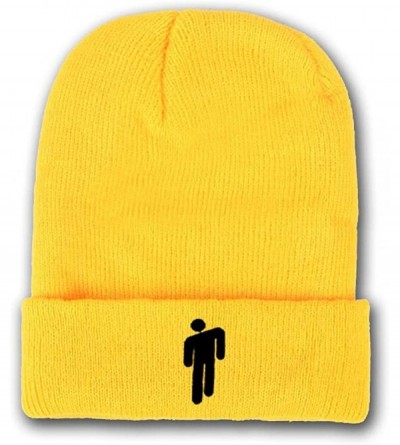 Skullies & Beanies Billie Eilish Merch Hot Topic Logo Beanie Knit Hat Stretchy Cap for Men Women - Yellow - CJ18UNRTO83 $27.21