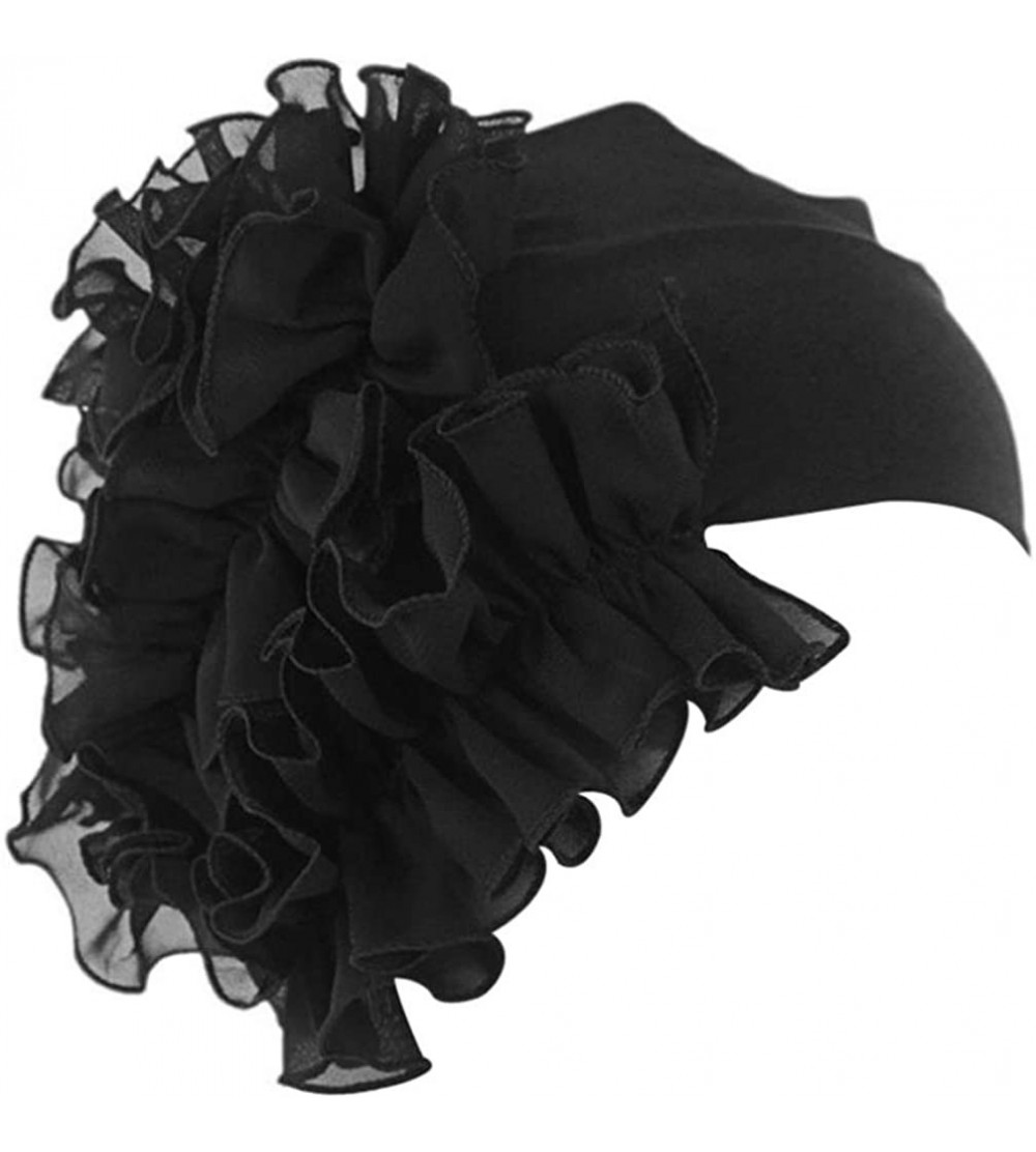 Skullies & Beanies Women Flower Cancer Chemo Hat Beanie Scarf Turban Head Wrap Cap Headband - Black - C2187WK5NAE $12.33