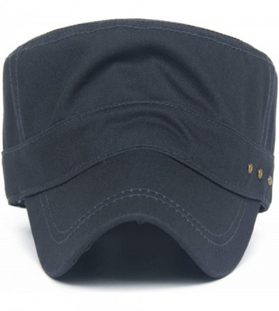 Baseball Caps Cotton Cadet Cap Army Military Caps Flat Hats Unique Design Big Head - Style05-grey - CK18UTYEIK5 $13.92